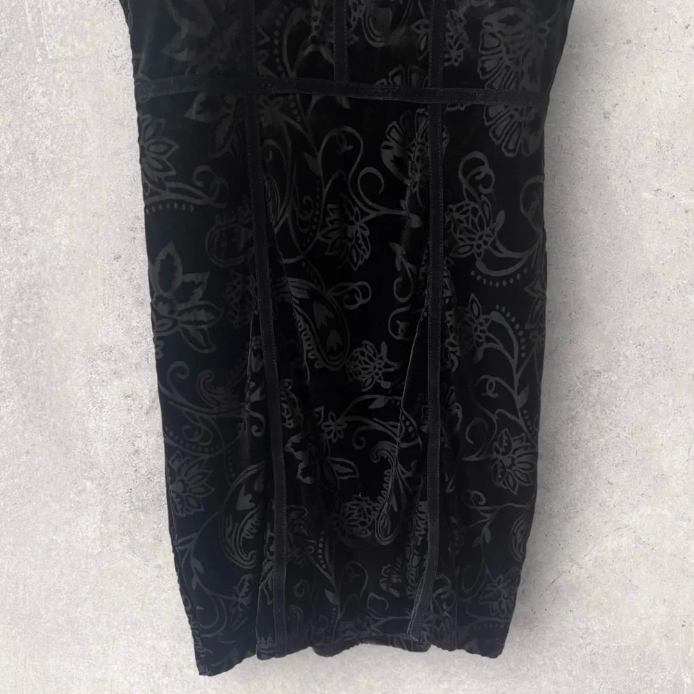 Intimately by Free People Black Velvet Burnout Babe Mini Dress Size M